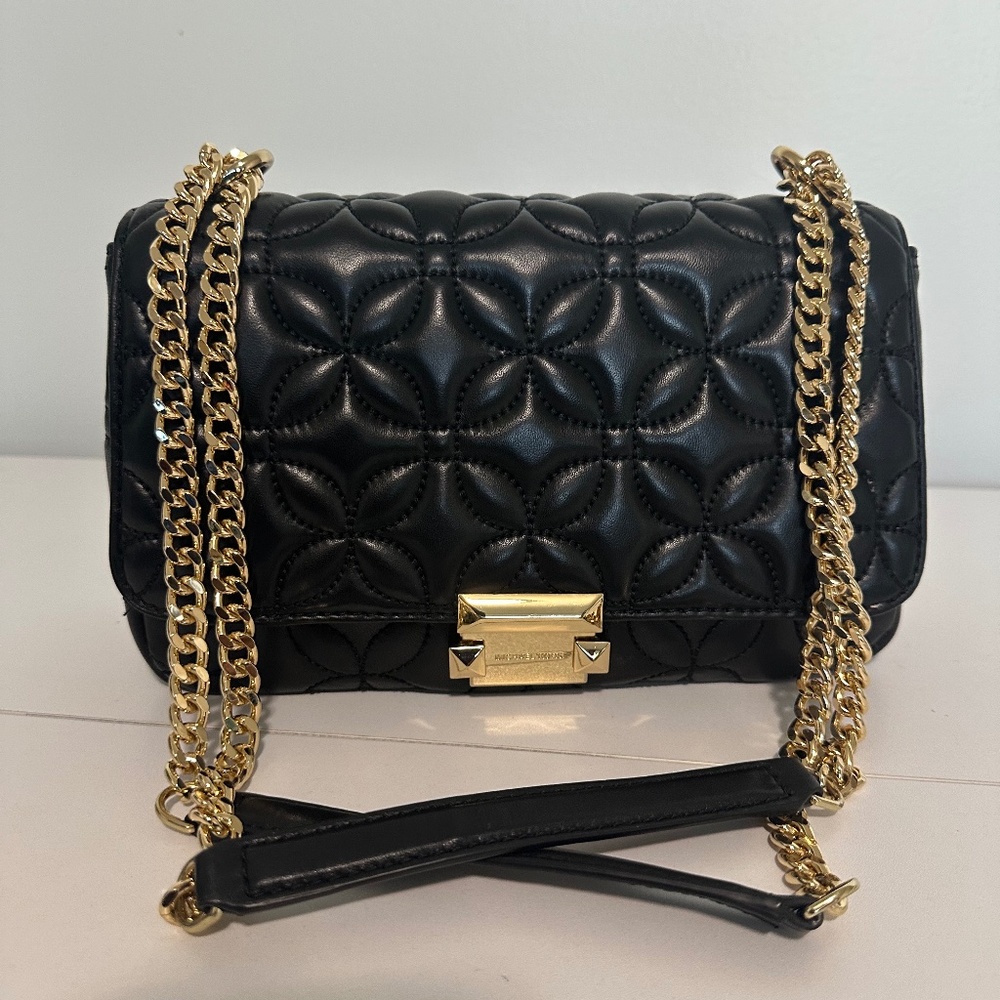 Michael Michael Kors Sloan Quilted Floral Chain Shoulder Bag, Black